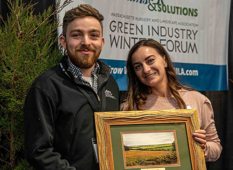 Nick Steiman, MCH of Bigelow Nurseries receiving the 2026 Young Nursery & Landscape Professional Award